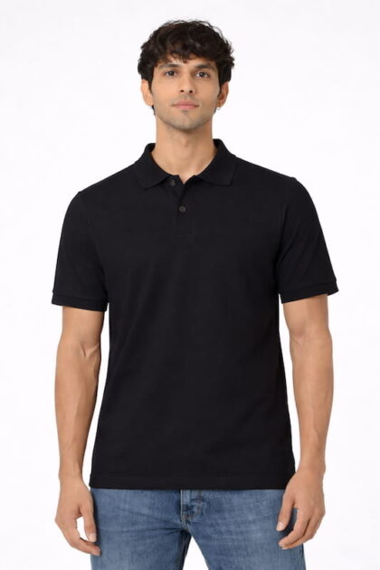 EverBasic Classic Polo T-Shirt Black Front