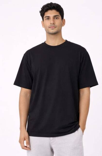 EverBasic Premium Terry Oversized T-Shirt Black Front