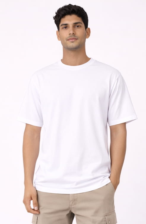 EverBasic Premium Terry Oversized T-Shirt White Front