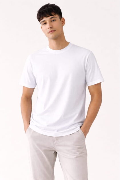 Premium Stretch T-Shirt White Front (1)